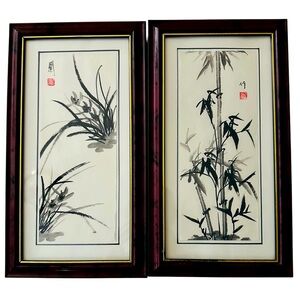 FRAMED CHINESE INK BRUSH PAINTINGS
